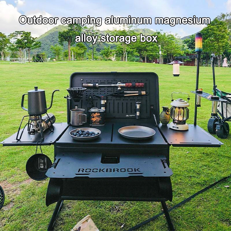 Outdoor Camping Aluminum Magnesium Alloy Storage Car Trunk Organizing Box With a Tripod Organizer Storage Box Hiking Accessories