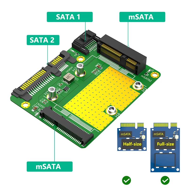 Podwójny Adapter mSATA do Dual SATA3 płyta konwertera zewnętrzny mSATA SSD do karty rozszerzeń SATA3.0 6Gbps dla mSATA SSD pół/pełny wymiar