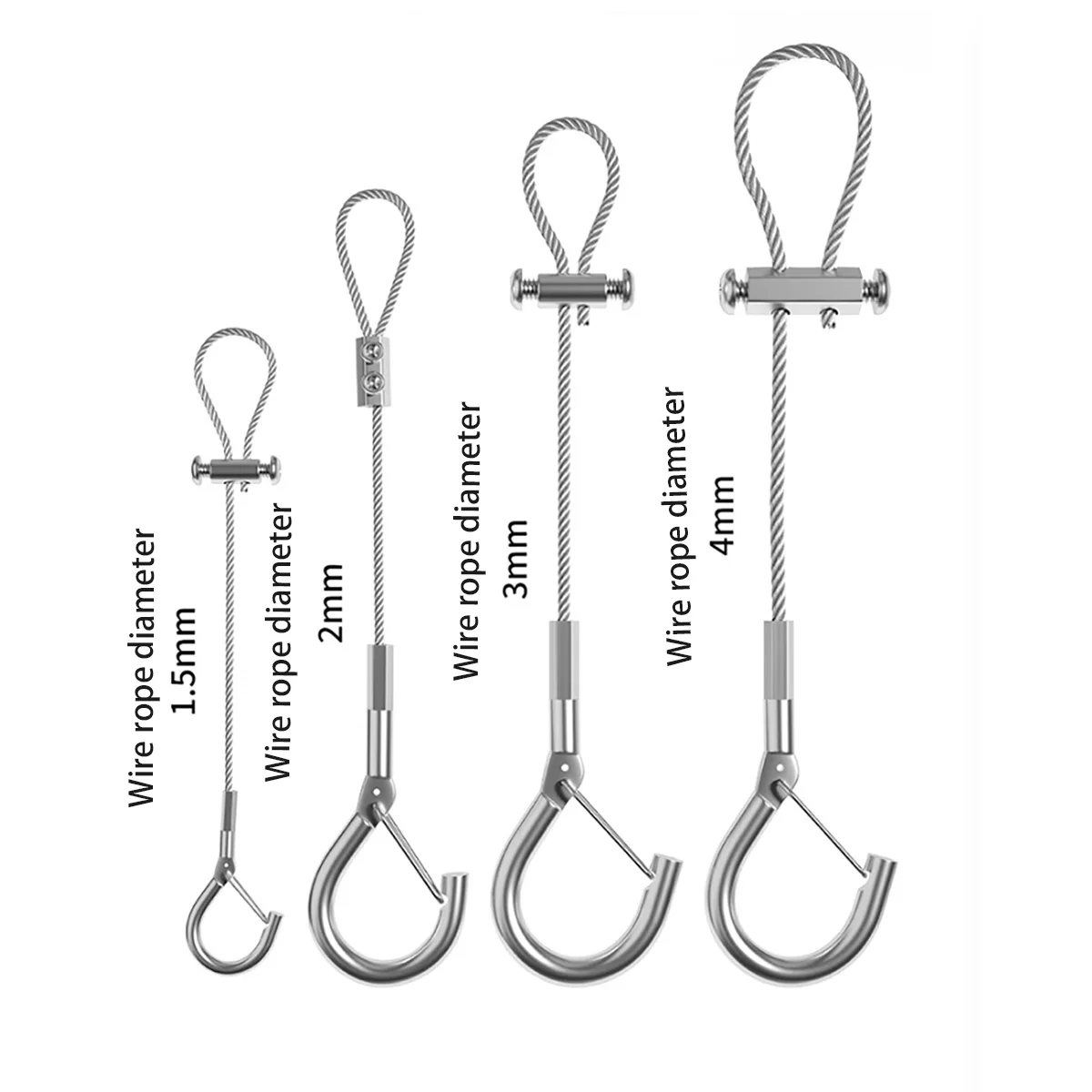 304 Stainless Steel Wire Rope Self-locking Buckle Adjustable Hook Billboard Wire Hanging Code Hanging Pictures Device 2pcs