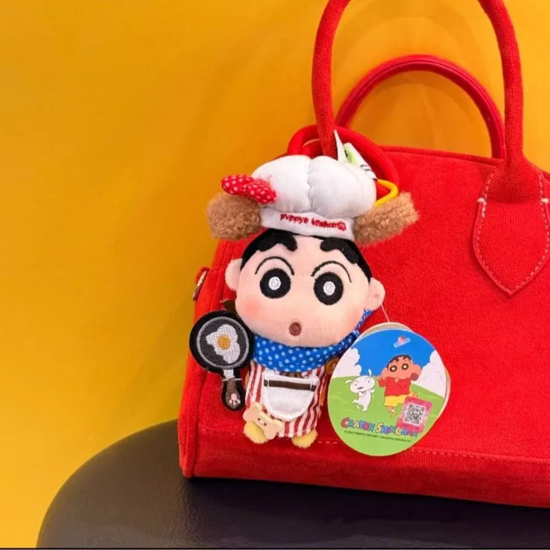 Miniso Kawaii lindo crayón Shin-chan traductor colgante muñeco de peluche llavero de coche lindo bolso colgante de coche regalo de cumpleaños para niños