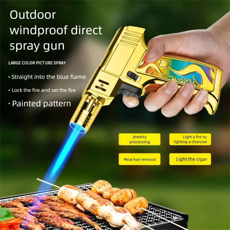 New Fixed Flame Windproof Torch Lighter, Hand-held Inflatable Spray Gun, Multi-purpose High-temperature Welding Gun Igniter