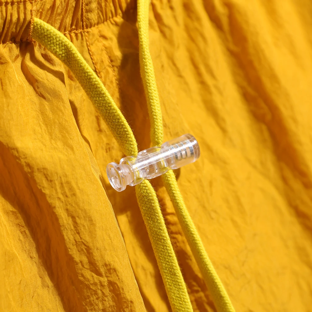 

Qui Dry дышащие металлические нейлоновые тонкие мужские летние повседневные брюки длиной пять четвертей свободного покроя прямые брюки крутое ощущение