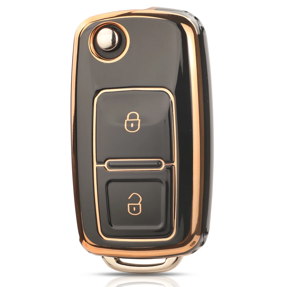 jingyuqin New Arrival TPU Car Key Shell Case Fob For VW/VOLKSWAGEN Caddy Eos Golf Jetta Beetle Polo Up Tiguan Touran Folding