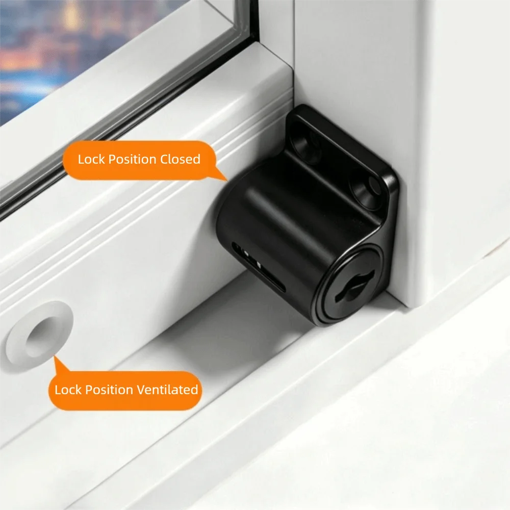 Aluminum Alloy Window Security Lock Fixed Buckle With 2 Keys Security Lock Push Pull Move Universal Fit