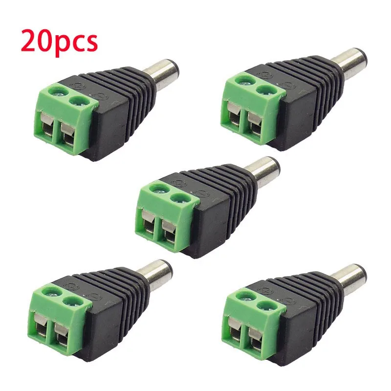 20pcs 5.5x2.1mm DC Male Plug Connector Adapter Power Supply For Cctv Camera Security System Video Accessories led strip C6