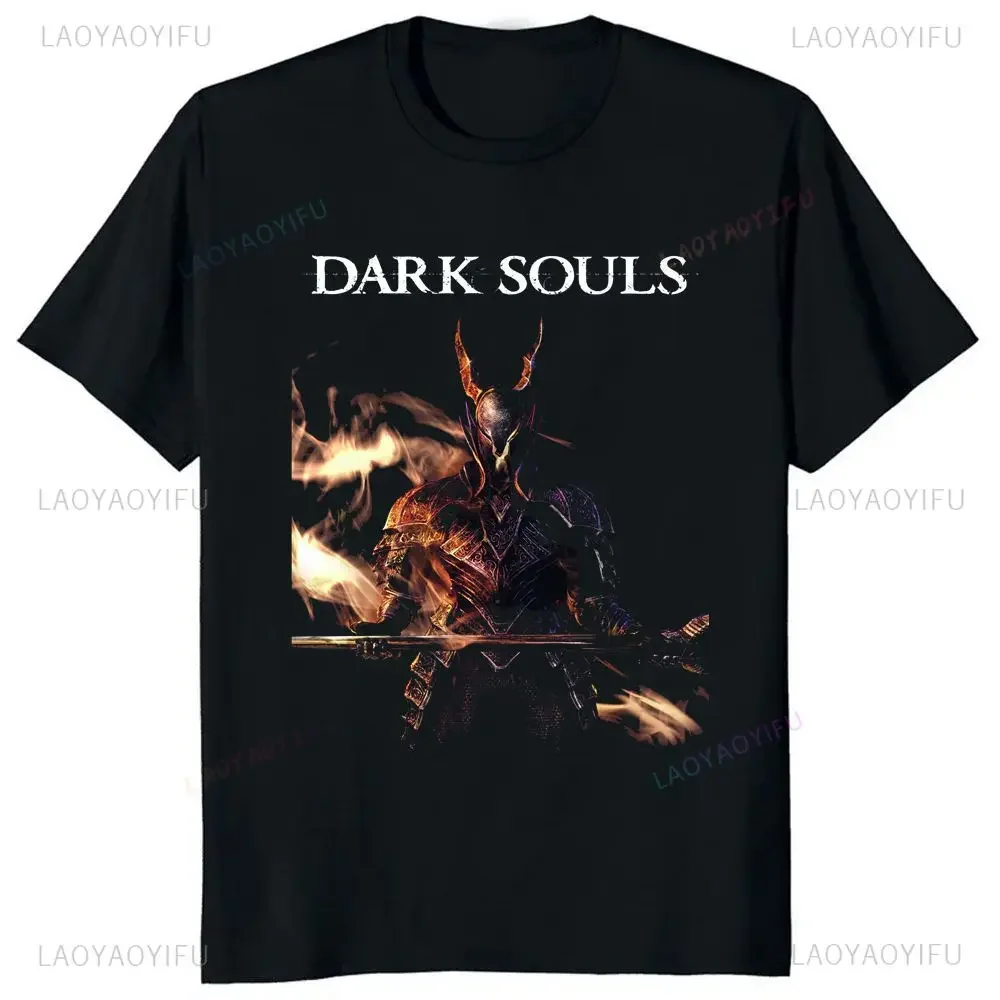 Retro Game Dark Souls T-shirt Camisa T-shirt Crewneck Summer Trend Harajuku Short Sleeved Unisex Graphic Oversized T-shirt