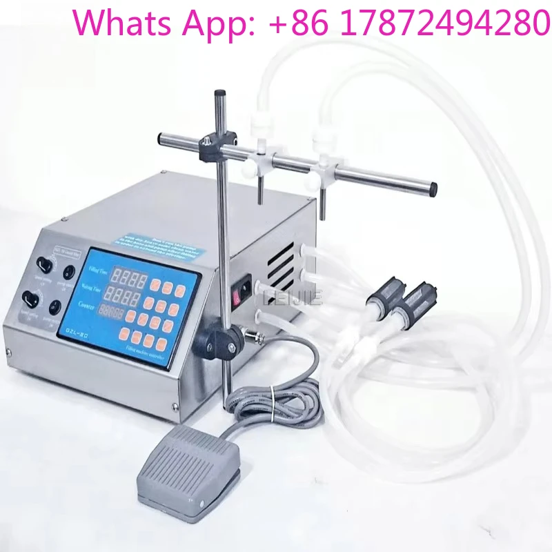 Semi-Automatic Double Head Liquid Diaphragm Pump Filling Machine Electric Drive for Water Beverages Cosmetics Cleansers