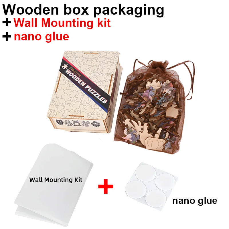 Puzzle in legno con gufo piatto con nano colla gratuita, giocattoli educativi per bambini, gioco d'atmosfera per feste in famiglia