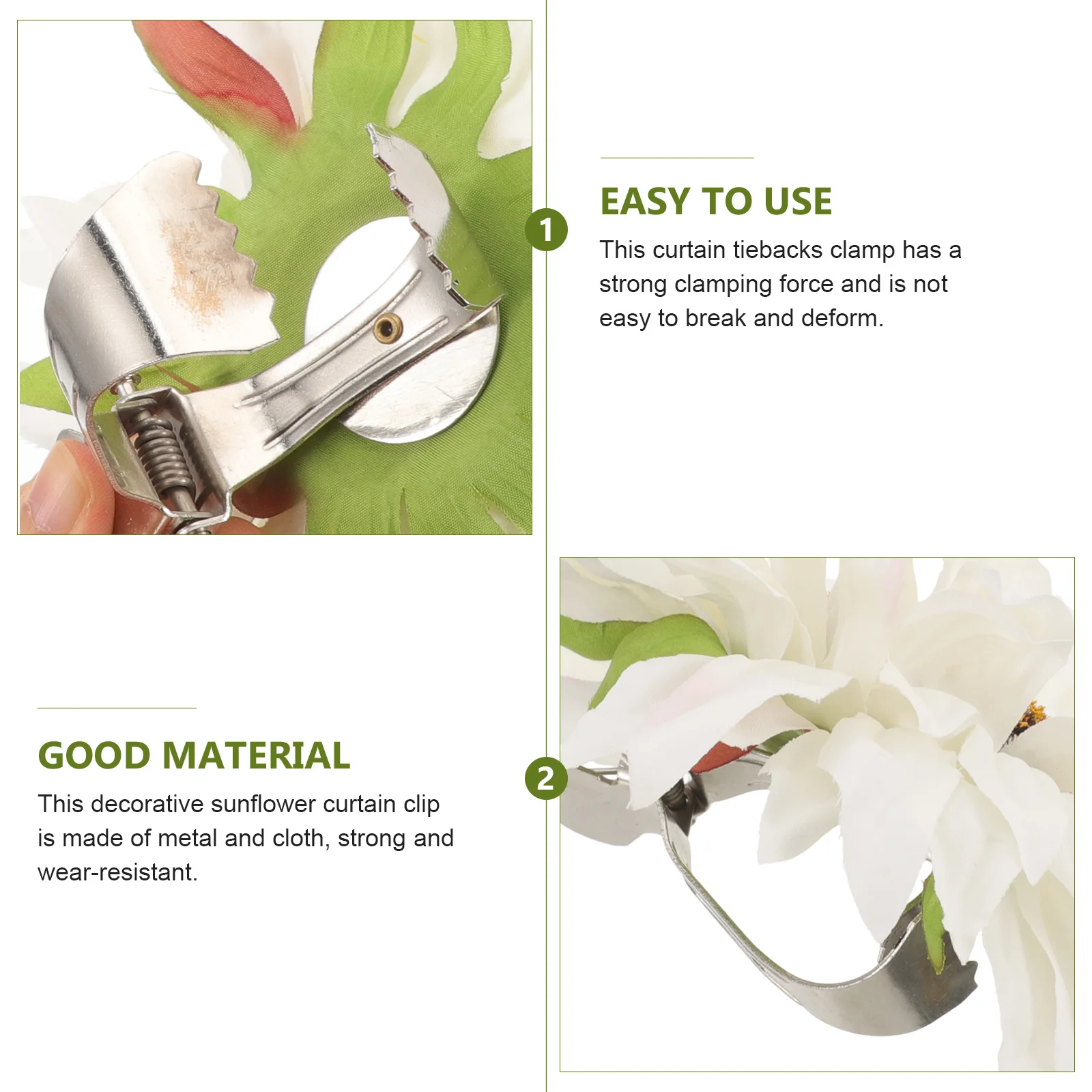 

2pcs Sunflower Curtain Tiebacks Clips Metal Cloth Decorative Holdback Clamp For Drapes Tapestries Home Hotel Decoration
