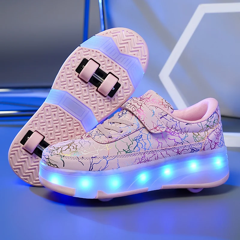 Designer Student Outdoor Roller Skates Led Light Children's Wheel Sneakers 4-wheel Roller Skates Multi-functional Running Shoes