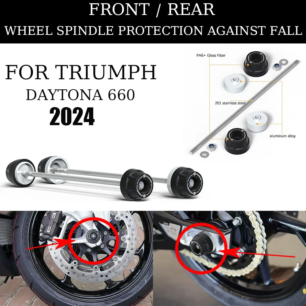 For Triumph Daytona 660 2024 Front Rear wheel Protection Front Rear wheel Spindle Crash Protect