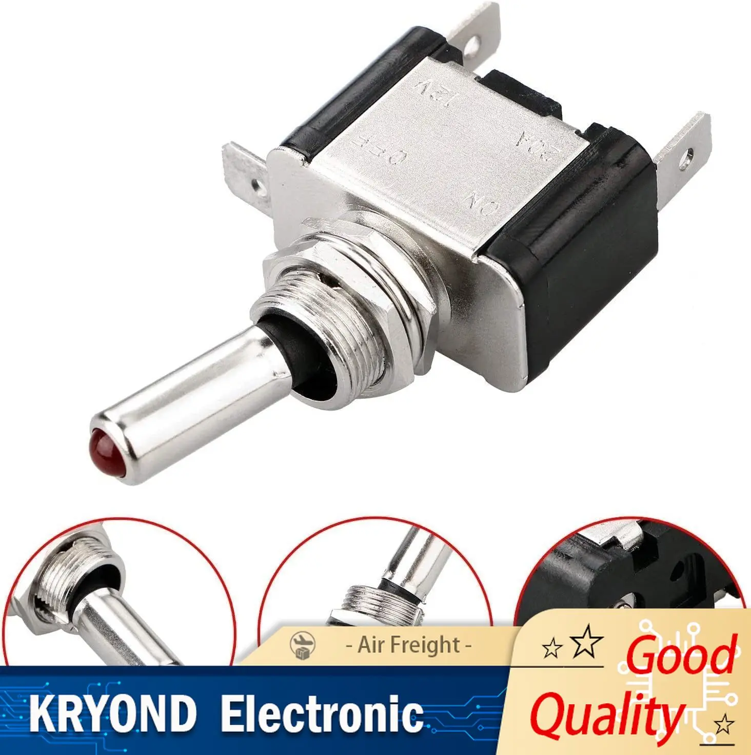 1PCS 12V LED Multi-color Lighting Toggle Switch with Safety Cover Protection 3-pin Joystick Heavy-duty 20 AMP