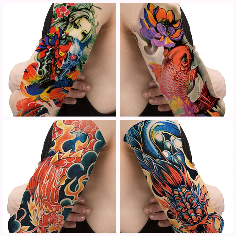 2024 Full Arm Temporary Tattoos Sleeve for Men Women Realistic Fake Tatoos Warrior Dragon Flower Tatoo Sticker Black Totem