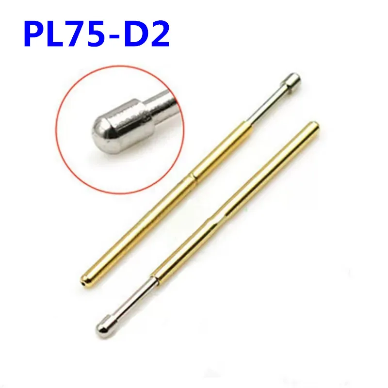 

100PCS/pack Spring Test Pin PL75-D2 Big Round Head Needle Tube Outer Diameter 1.02mm Length 33.35mm ICT Thimble