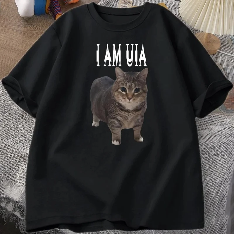 Camiseta I Am Uia Cat para mujer camiseta de manga corta con cuello redondo y music de الهيب هوب camiseta غير الرسمية الفقرة muje