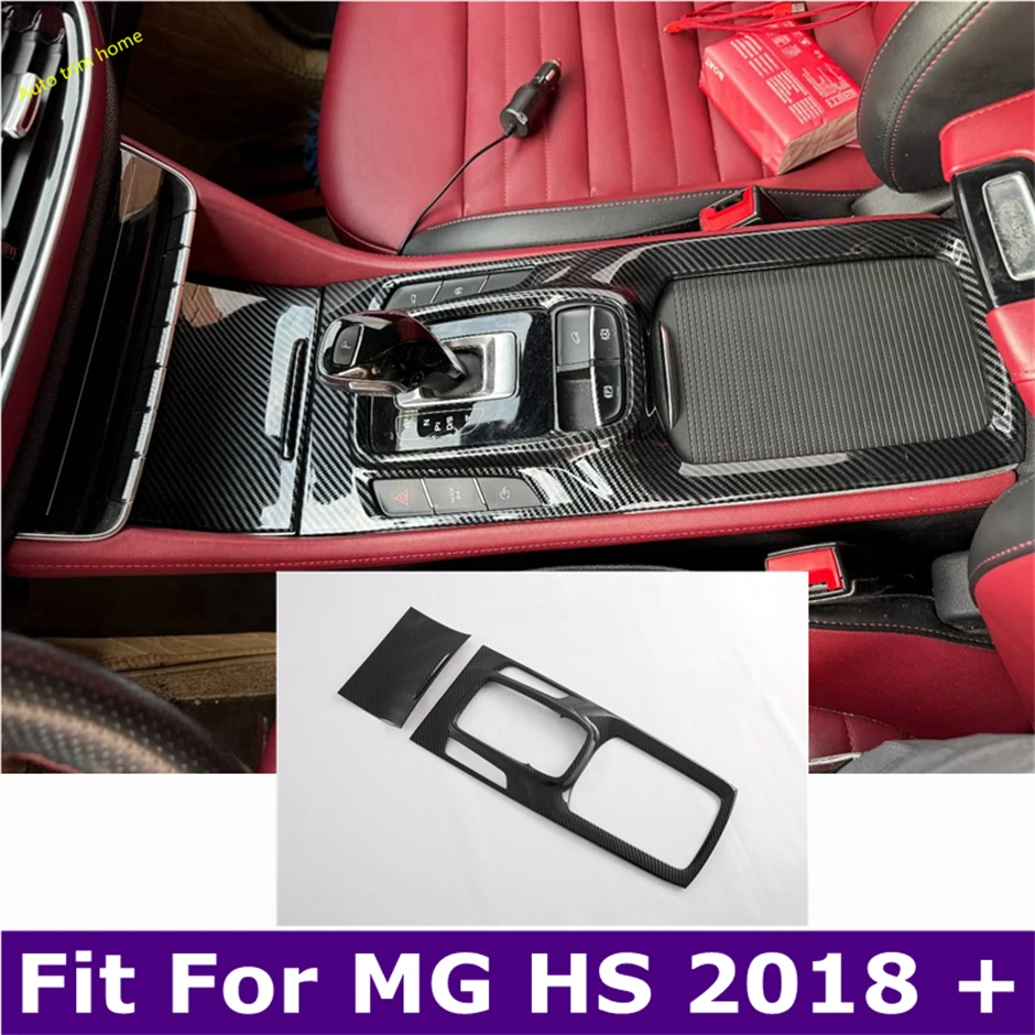 

ABS Carbon Fiber Car Center Control Gear Shift Button Front Water Cup Holder Panel Cover Inner Accessories For MG HS 2018 - 2023