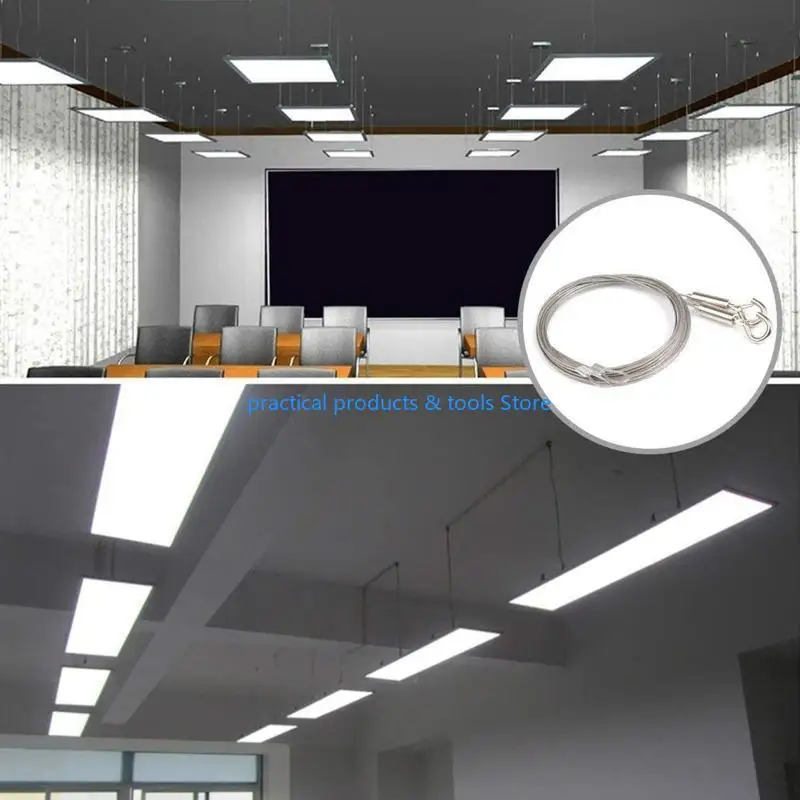 77JB 2pcs fio fios suspensão 2pcs 2 m arame pendurado com loop e gancho aço inoxidável corda pendurada