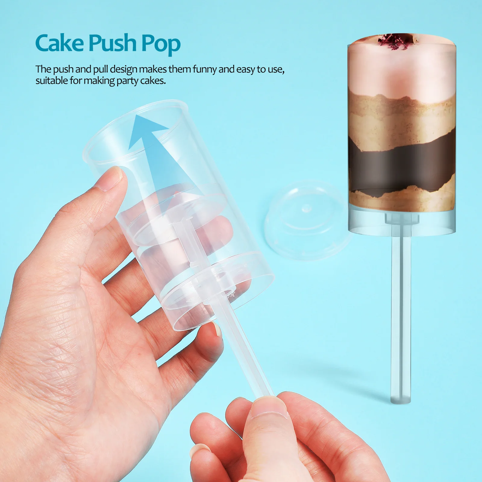 30 Pcs Cake Pusher Jelly Molds Holder Plastic Tube Cream Clear Holders Pops Pp up