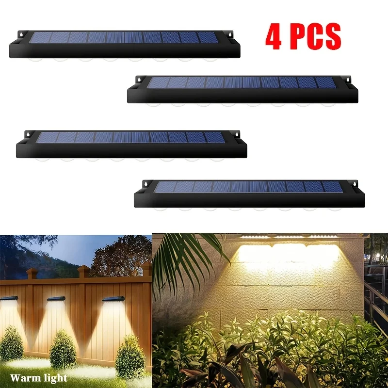 1-4Pcs Solar Fence Lights High Brightness Solar Wall Lights Automatic Charging and On/Off Light for Gardens Porches Patios Decks