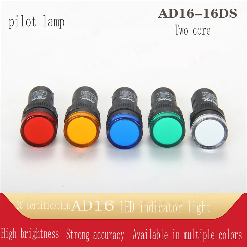 1PCS Power Indicator Signaal Lamp AD16-16C AD16-16DS LED Helder Rood Groen Geel Blauw Wit Diafragma 16mm