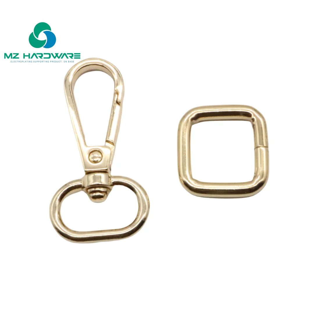 2 Pcs Spring Buckle Bag Accessories Hardware Hook Metal Buckle Hook With Rectangular Slide Buckle For Hangbag Making