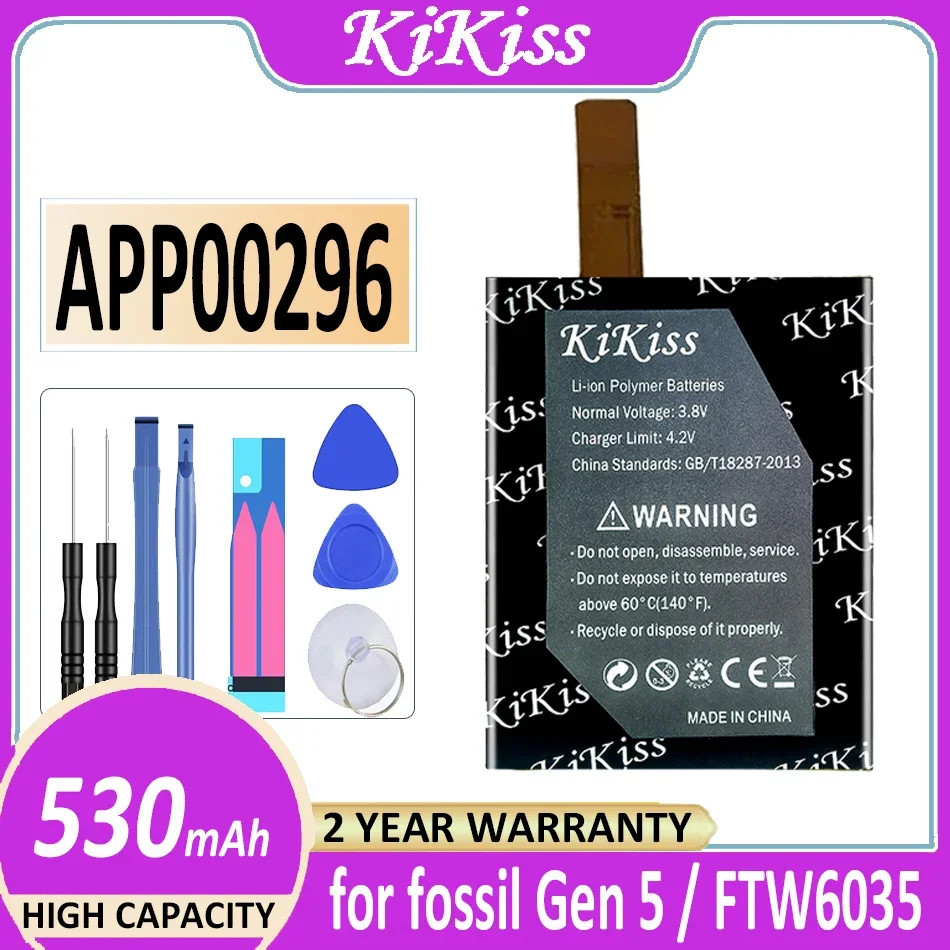 KiKiss Battery APP00296 530mAh for fossil Gen 5 Gen5/for Julianna HR FTW6035 Bateria