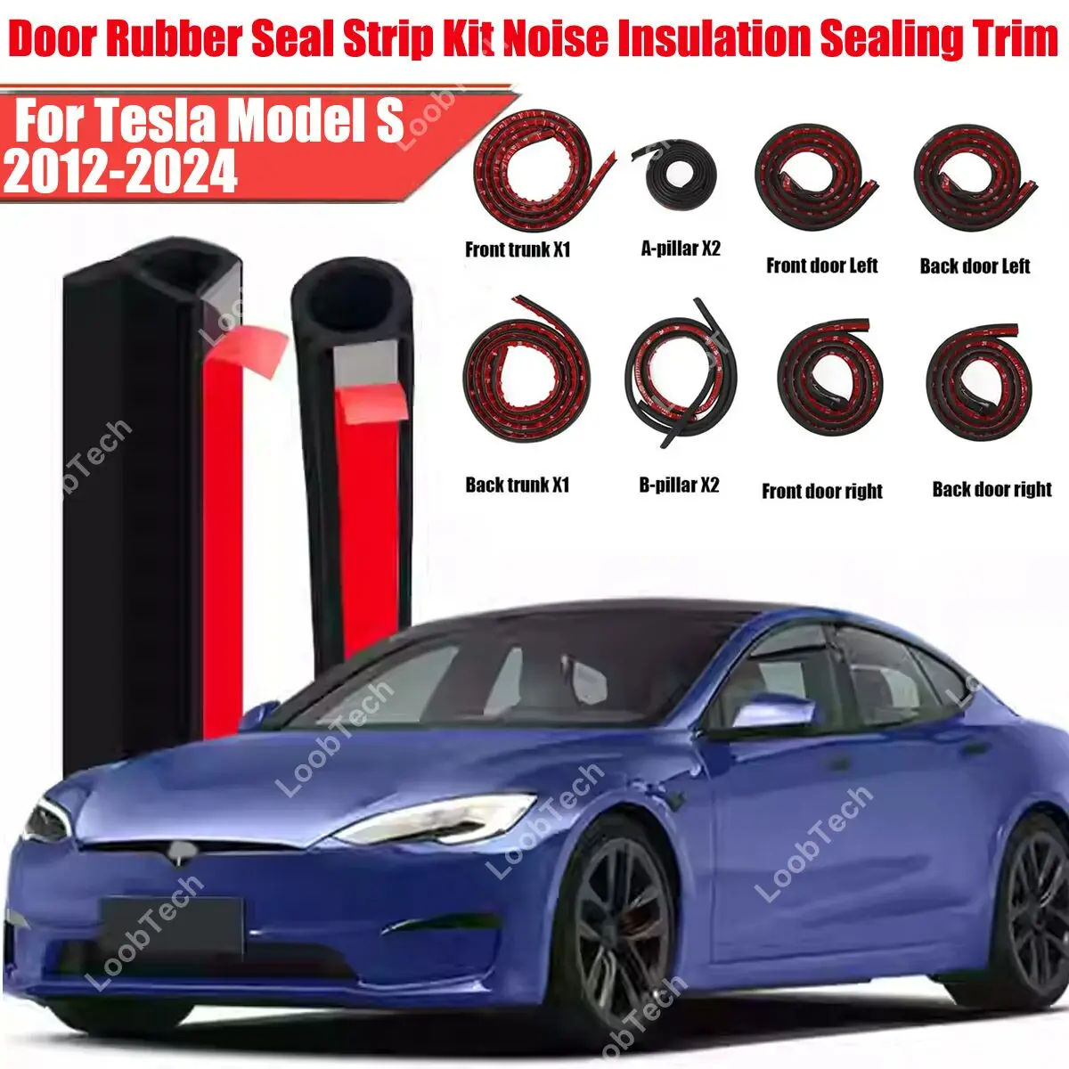 

Комплект уплотнительных лент для дверей, резиновые уплотнители от сквозняков и шума, для Tesla Model S, самоклеящиеся, звукоизоляционные, для дверей и крышки двигателя