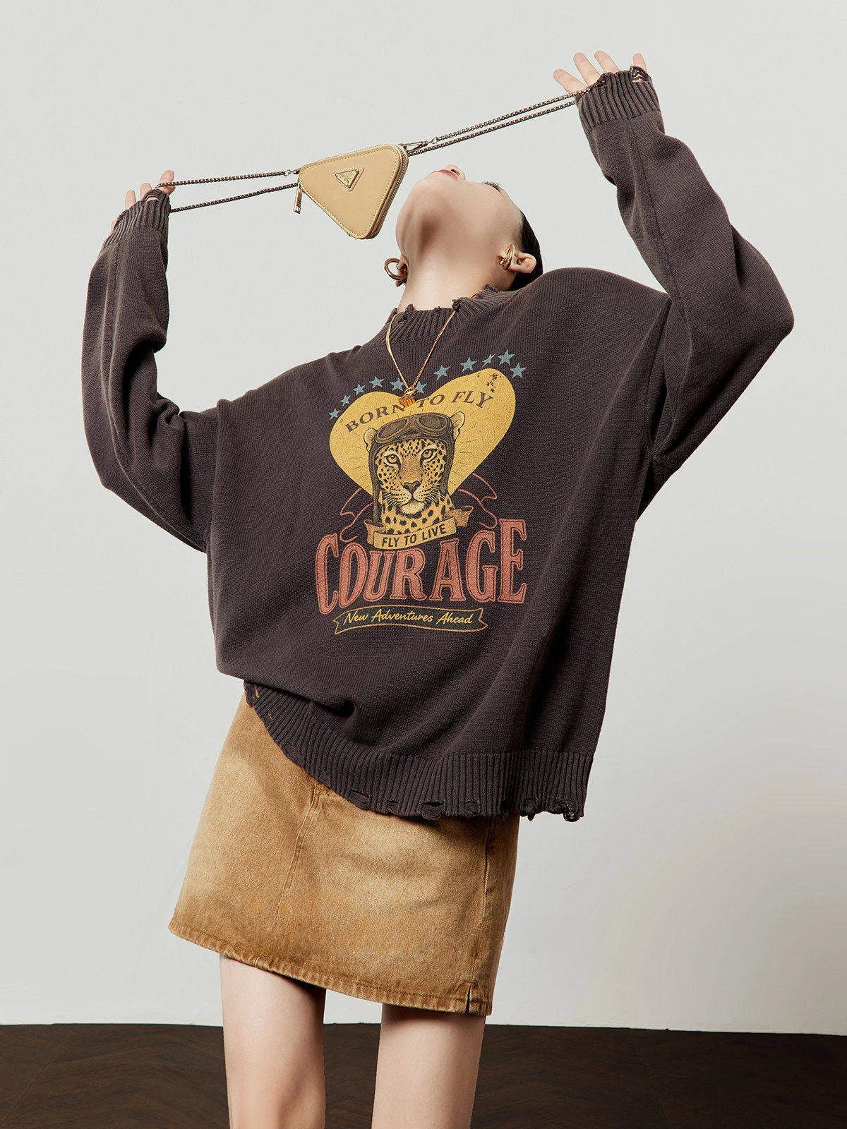 

Вязаный свитер Officer Sle для женщин, свободный крой, ретро-стиль, весенняя новинка от Zhou Li Wu