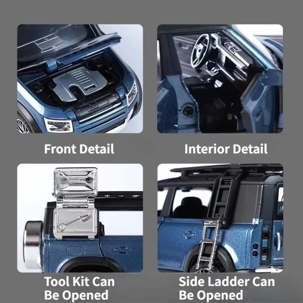 Land Rover Defender 110 Offroadader-Druckgussmodellauto im Maßstab 1:32 – zu öffnende Türen und Rückzugsfunktion |   Perfektes Spielzeug für Jungen