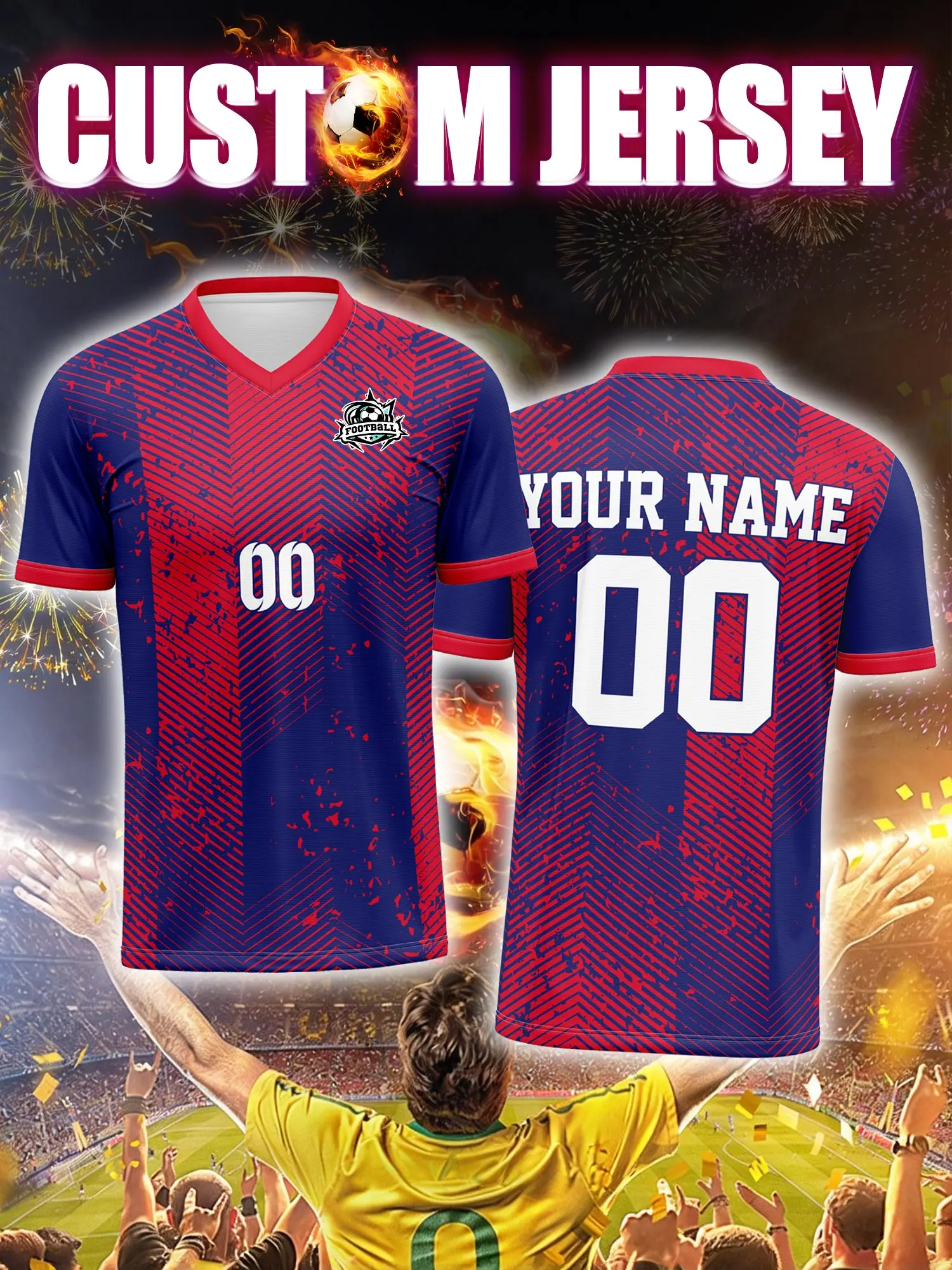 

Футболка для болельщиков с индивидуальным дизайном, номером и именем, онлайн-дизайнерская футболка для фан-клуба с возможностью персонализации.