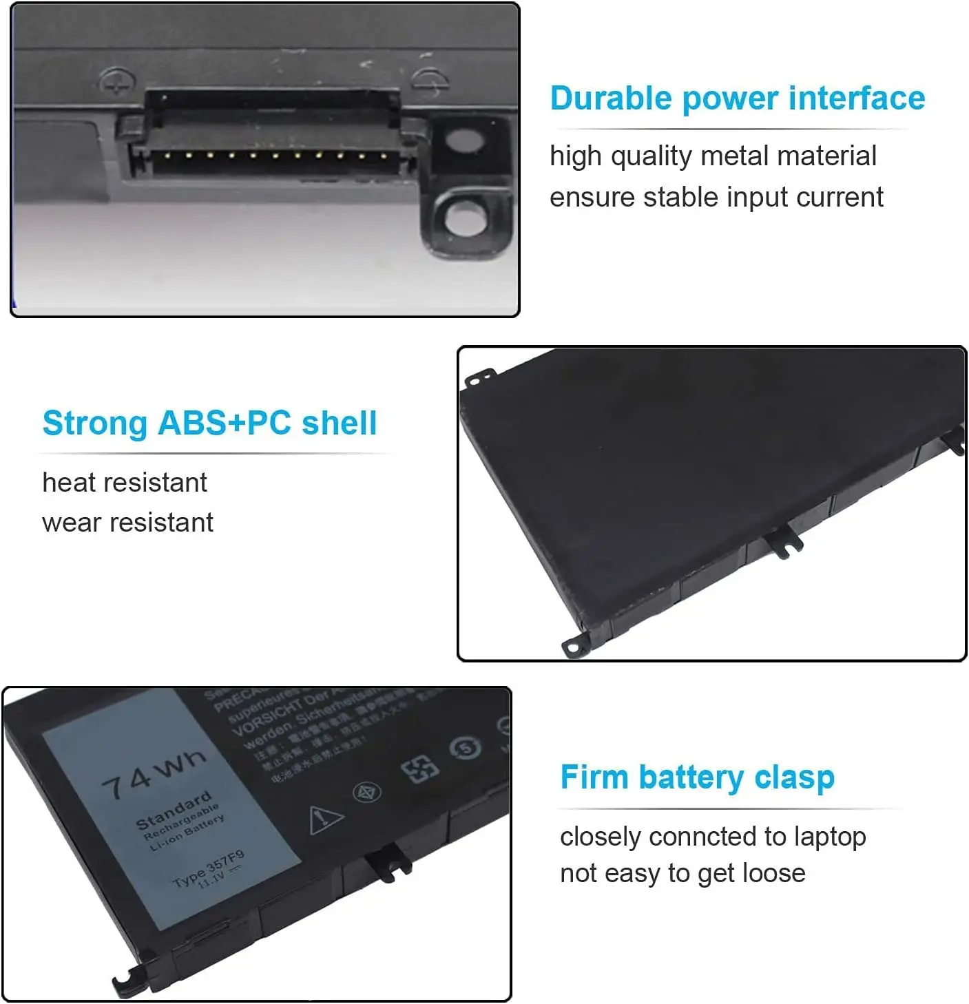 357F9 11.4v 74WH dellのinspiron 15 7559 7000 7557 7567 7566 5576 5577 P57F P65F INS15PD-1548Bバッテリー357F9