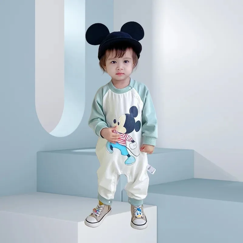 

Детские боди Disney, весенние комбинезоны с длинными рукавами для новорожденных, мягкая хлопковая одежда для младенцев, повседневная одежда для детей 0-1 года, для мальчиков и девочек