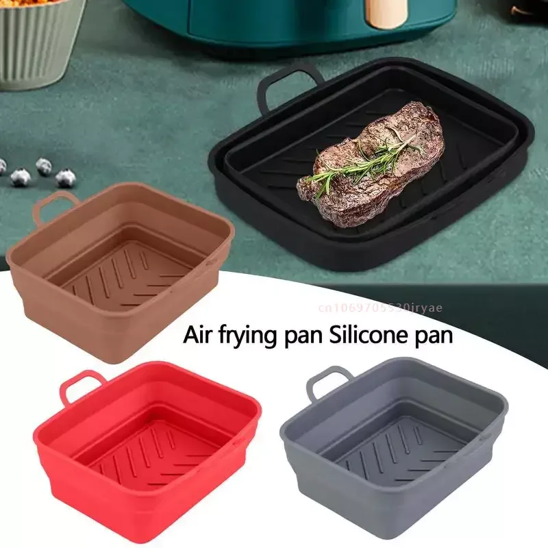 Air Fryer Pan Silicone Tray Foldable Oven Baking Tray for Ninja AG301 Foodi Basket Reusable Liner Dish Kitchen Accessories