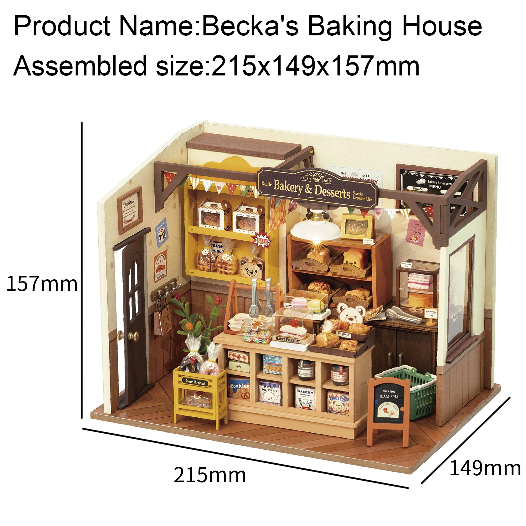 Robotime Rolife Becka\'s Baking House DIY Miniature House for Kids Children 3D Wooden Assembly Toys Easy Connection Home Decorate