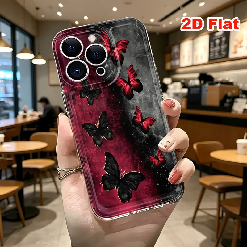 2D Flat Soft Silicone Phone Case For iPhone 17 Pro Max 16 18 Pro 13 11 15 14 Plus 12 17 16E 17Promax Shockproof Transparent Funda Cover