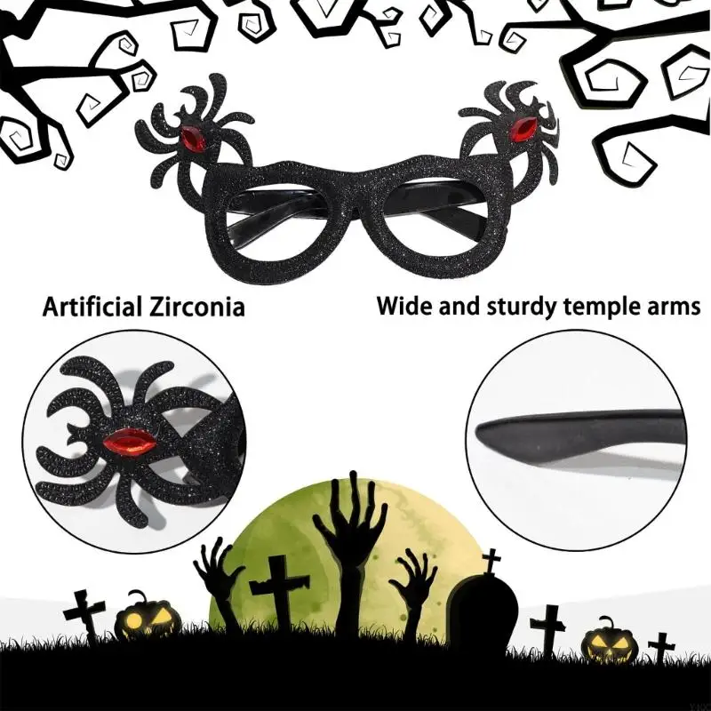 8Pcs Funny Plastic Glasses Frame Halloween Costume Accessories for Adult Kid Y4QC view 5