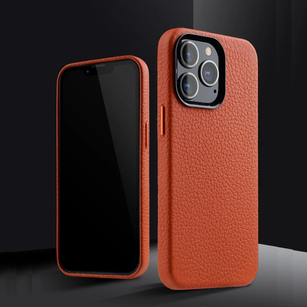 Melkco Magnetic Premium Leather Case for iPhone 14 Pro Max 14 Plus Luxury Genuine Cowhide Business Wireless Charging Back Cover