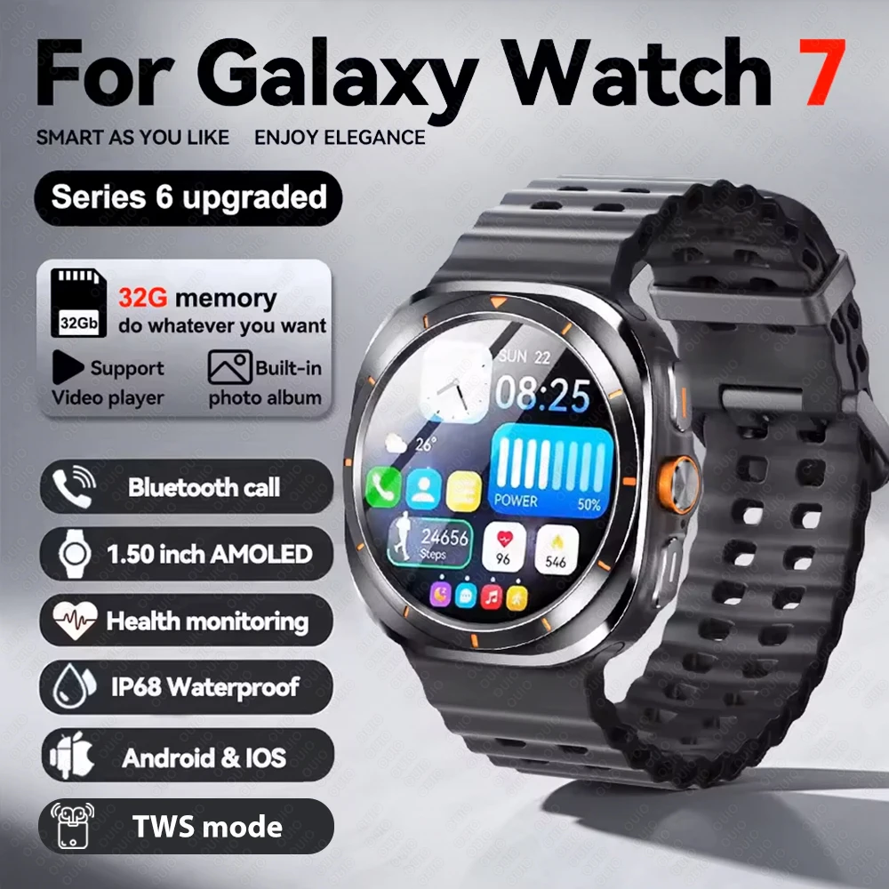 

For Samsung Galaxy Watch 7 Ultra Smart Watch Men 32GB Memory NFC Bluetooth Call IP68 Waterproof Outdoor Sport Watch New Upgraded