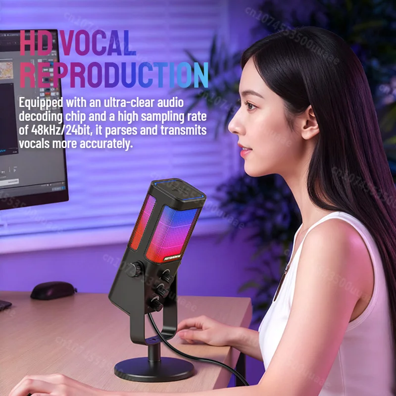 Monster Soundbase N31 Microphone de jeu USB, micro à condensateur hypercardioïde avec bouton muet pour la doublage de diffusion en direct de jeu