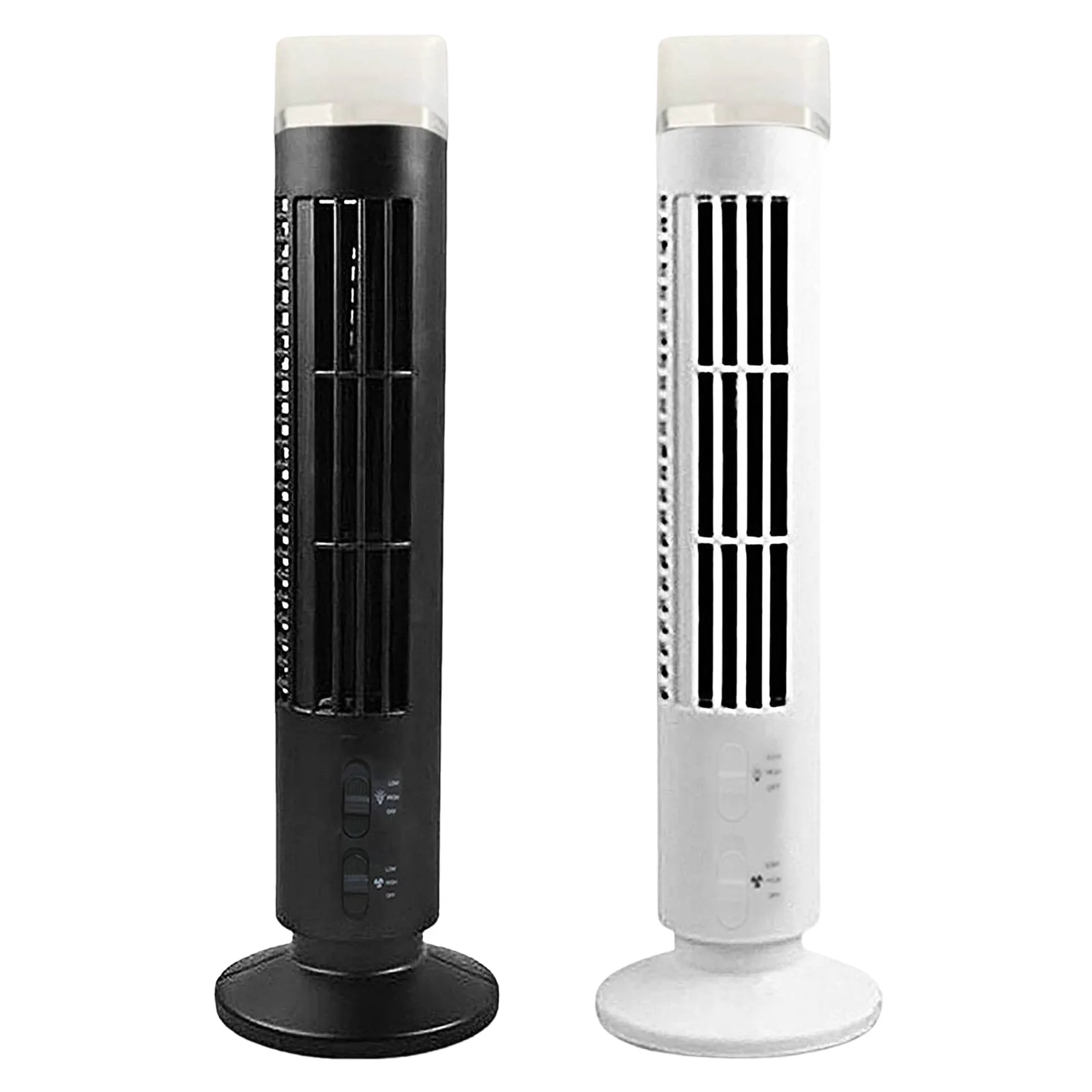 

Mini Tower Fan 3W Vertical Air Conditioning Fan Bladeless with Light USB Plug-in Or Battery Powered 2-speed for Travel Sports
