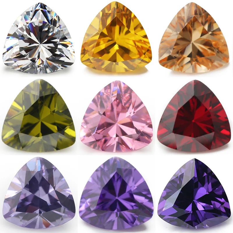 

50pcs/20pcs Size 3x3mm~10x10mm 5A Trillion Cut CZ Stone Various Color Cubic Zirconia Loose Synthetic Gems For Jewelry