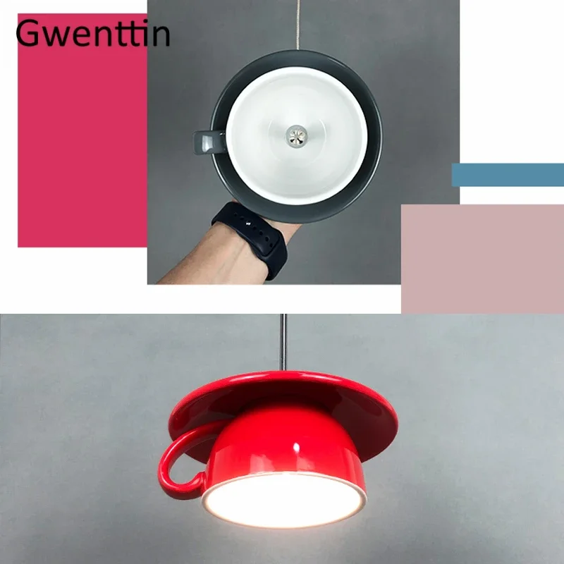 Creative Ceramic Cup Pendant Lights Led Hanging Lamp for Dining Room Cafe Kitchen Light Fixtures Home Decor Industrial Luminaire