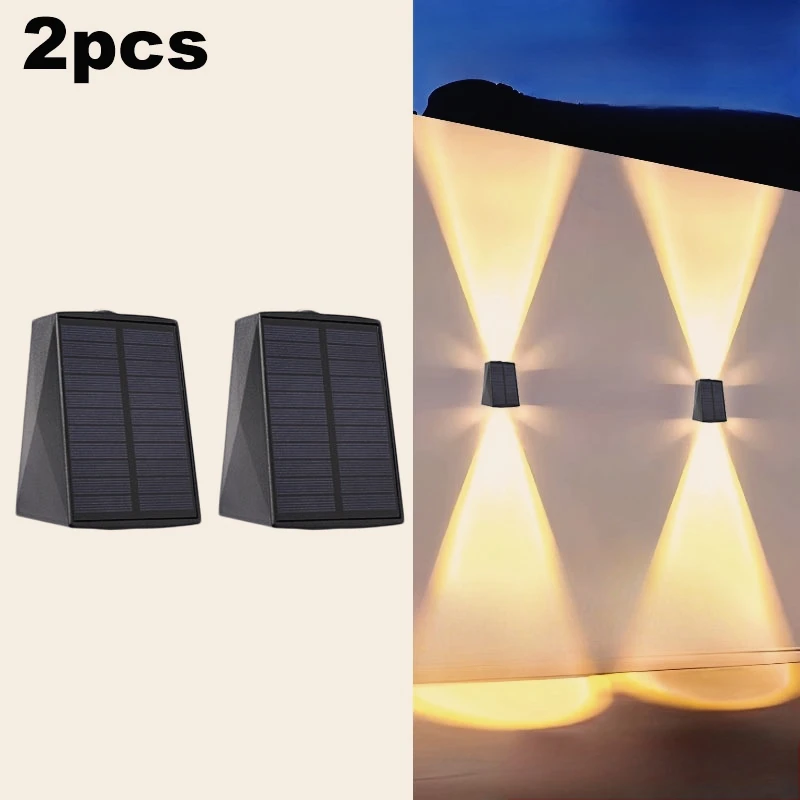 LED-wandlampen op zonne-energie Op en neer verlichting Zonne-buitenlicht Waterdicht IP65 Zonne-heklicht voor huis Yard Garden Garage