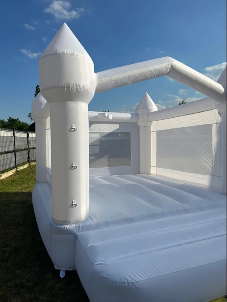 Wit Bounce Huis 4*3*2.6M Opblaasbaar Springkasteel Voor Kinderen Springkussen Voor Kinderen Met Blower Glijbaan 5-8 Kinderen