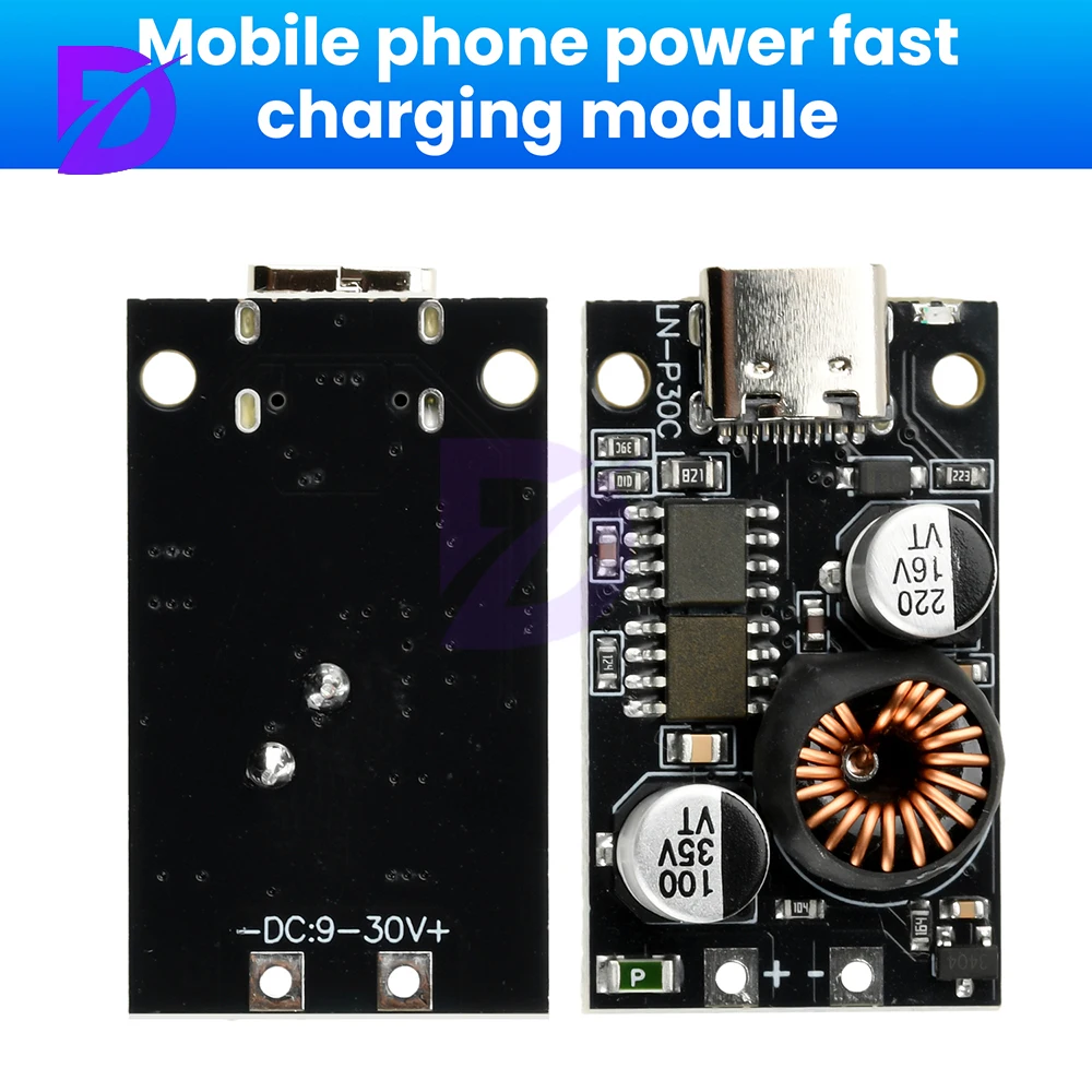 30W Fast Charging Module With PD3.0 and QC3.0, Type-c Car Charger for Mobile Phone 10-30V Input