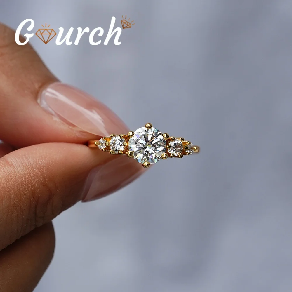 

Gourch GRA certified 1CT Real Moissanite Diamond Ring S925 Sterling Silver for Women Wedding Fine Jewelry