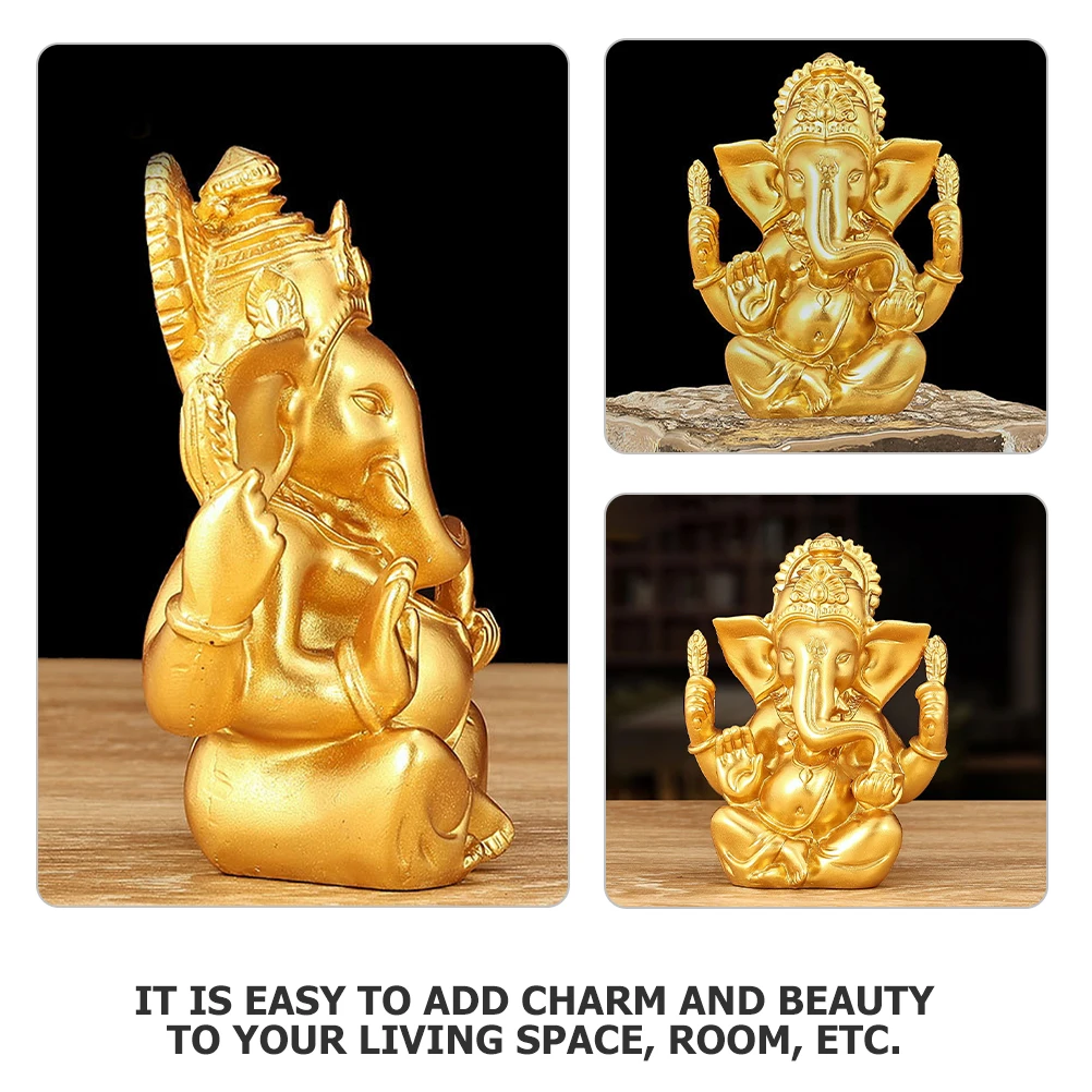 

1Pcs Indian Ganesh Statue Beautiful Vintage Elephant Sculpture Tabletop Decor