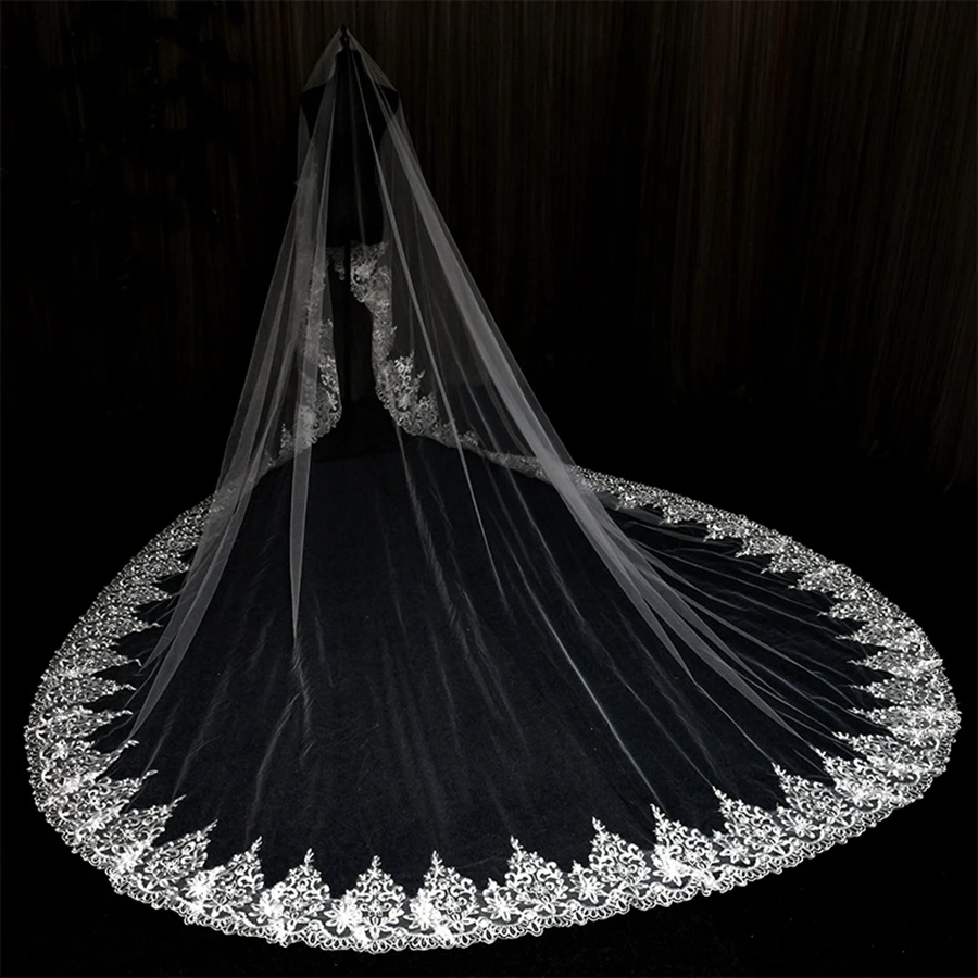 3*3 Meter Cathedral Wedding veil Long Boda velos de novia Wedding accessories velo Ivory Lace Wedding Veils