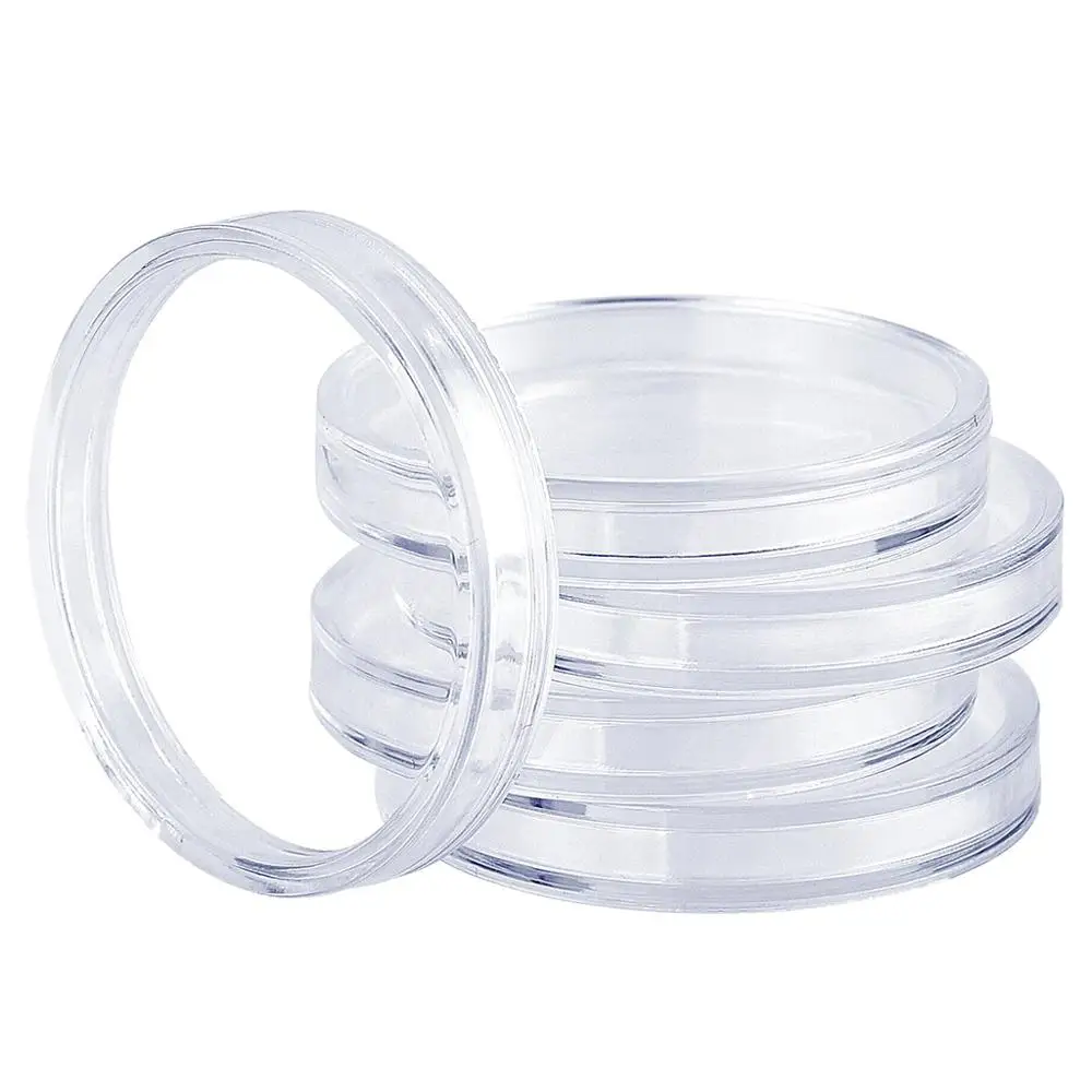 Transparente Clear Coin Capsule Holder Case, Comemorativa Coletável Caixa De Armazenamento, Suprimentos De Coleção, 27mm, 30mm, 100Pcs