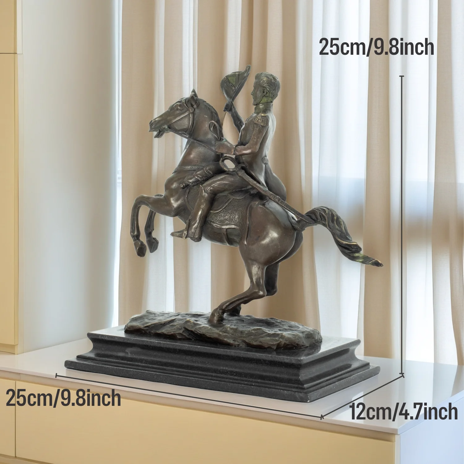 Bronze Ridding Horse Sculpture War General on Horse and Sword Statue Famous Andrew Jackson Figurines For Home Art Decor Crafts